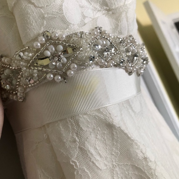 Galina Strapless All Over Lace Dress in Soft White - Picture 5 of 5